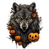 Halloween Wolf with Pumpkin