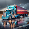 blauer und roter LKW