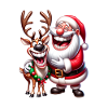 Laughing Santa Reindeer Duo