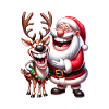 Happy Santa and Reindeer Friendship