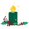 Christmas candle and holly berry