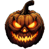 Halloween pumkin with glowing face