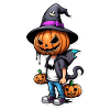 Halloween - Manga con cappello da strega zucca