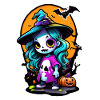 Halloween - Witch Pumpkin and Bat