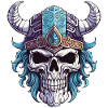 Skull with a Viking helmet