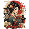 Woman in Japanese mountain landscape