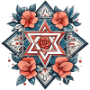 Jewish Star with Flowers