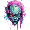 Bunter Alienschädel