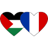 Palestine France Flag Heart