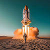 astronaut with rocket