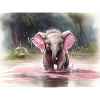 gray elephant with pink ears