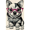 schwarz-weiße Hunderosa-Brille