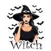 Witch with bats