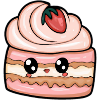 Delicious piece of strawberry cake