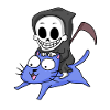 Grim Reaper sitting on cat