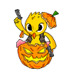 Halloween chick blows up pumpkin funny