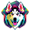 Farbenfroher Husky 
