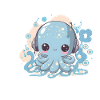 Kawaii Blue DJ Octopus