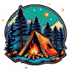 Camping, tent and campfire
