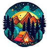 Camping, tent and campfire