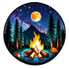 Camping, tent and campfire