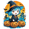 Halloween Witch and Pumpkin Manga