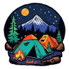 Camping, tent and campfire