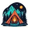 Camping, tent and campfire