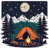 Camping, tent and campfire