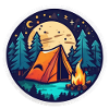 Camping, tent and campfire