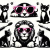 Lion et chat