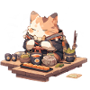 Samurai Cat eat Ramen