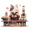 Samurai Cat eat Sushi