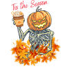 Halloween, pumpkin head with skeleton