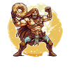 A barbarian with a donut