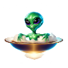 Fliegende Untertasse mit Alien