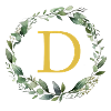 D monogramme, couronne d’Eucalyptus