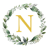 N monogramme, couronne d’Eucalyptus