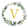 V Monogram, Eucalyptus Wreath