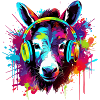 Donkey with Headphones Music Animals