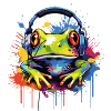 Frog with headphones Frogs Animals