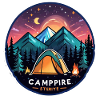 Camping, tent and campfire