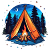 Camping, tent and campfire