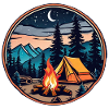 Camping, tent and campfire