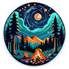 Camping, tent and campfire
