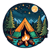 Camping, tent and campfire