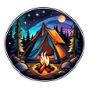 Camping, tent and campfire