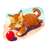 Tigerkätzchen mit roten Ball