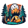 Camping, tent and campfire