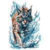 Majestic Lynx in Blue Flames